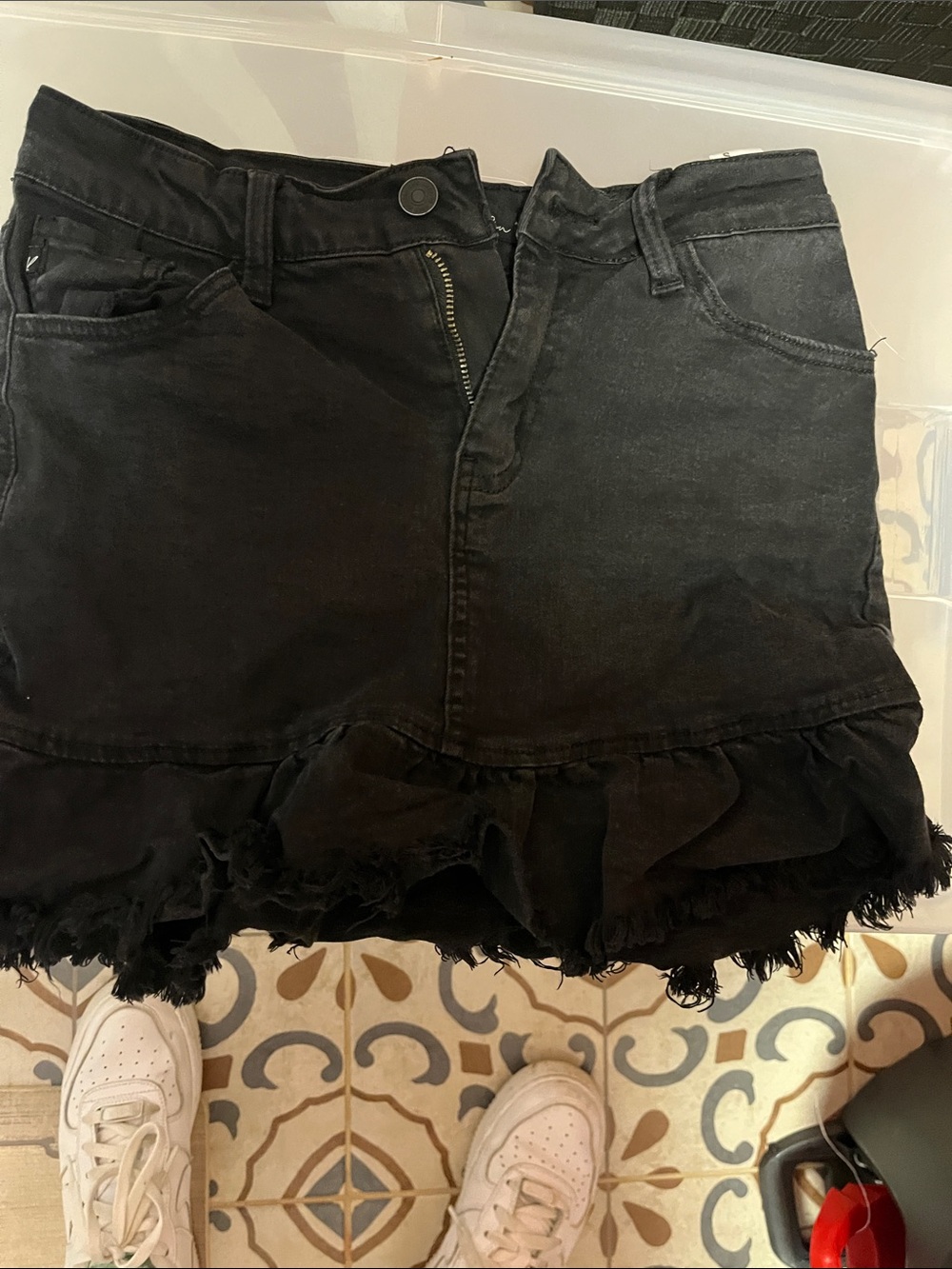 Black Ruffled Mini Skirt - Womens